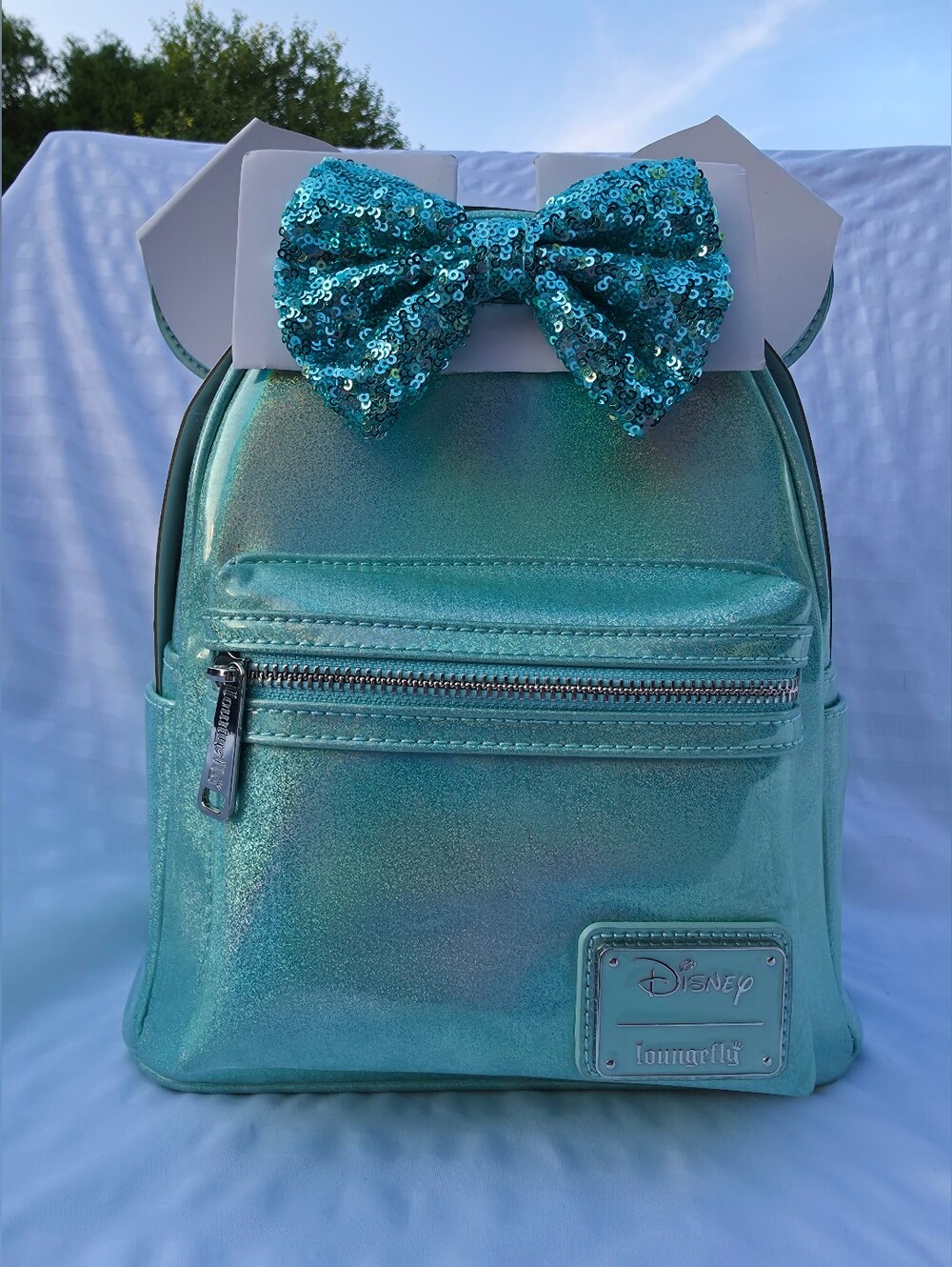 NWT Loungefly Disney Minnie Mouse Iridescent Mini Backpack- Beautiful Teal/Aqua!